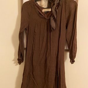 Urban Mangoz Brown Ruffle Dress with Belt